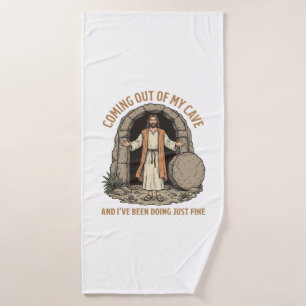 Coming Out of My Cave Funny Christian Vintage Shir Bath Towel