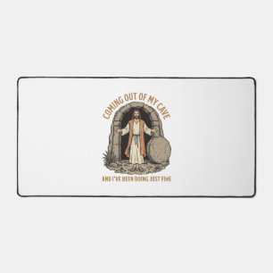 Coming Out of My Cave Funny Christian Vintage Shir Desk Mat