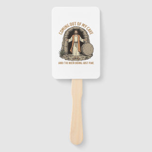 Coming Out of My Cave Funny Christian Vintage Shir Hand Fan