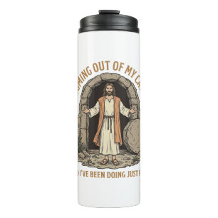 Coming Out of My Cave Funny Christian Vintage Shir Thermal Tumbler