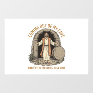 Coming Out of My Cave Funny Christian Vintage Shir Window Cling