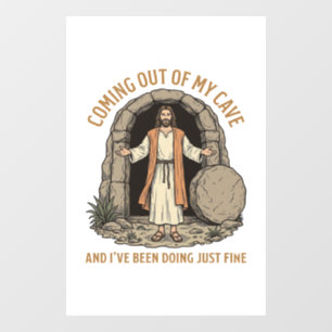 Coming Out of My Cave Funny Christian Vintage Shir Window Cling