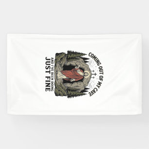 Coming Out of My Cave Vintage Religious Funny Shir Banner