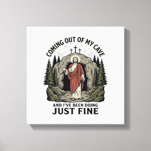Coming Out of My Cave Vintage Religious Funny Shir Canvas Print