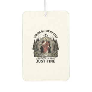 Coming Out of My Cave Vintage Religious Funny Shir Car Air Freshener