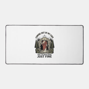 Coming Out of My Cave Vintage Religious Funny Shir Desk Mat