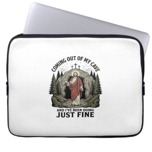 Coming Out of My Cave Vintage Religious Funny Shir Laptop Sleeve