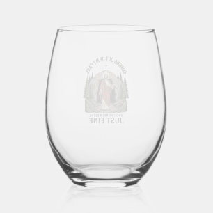 Coming Out of My Cave Vintage Religious Funny Shir Stemless Wine Glass