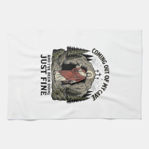Coming Out of My Cave Vintage Religious Funny Shir Tea Towel