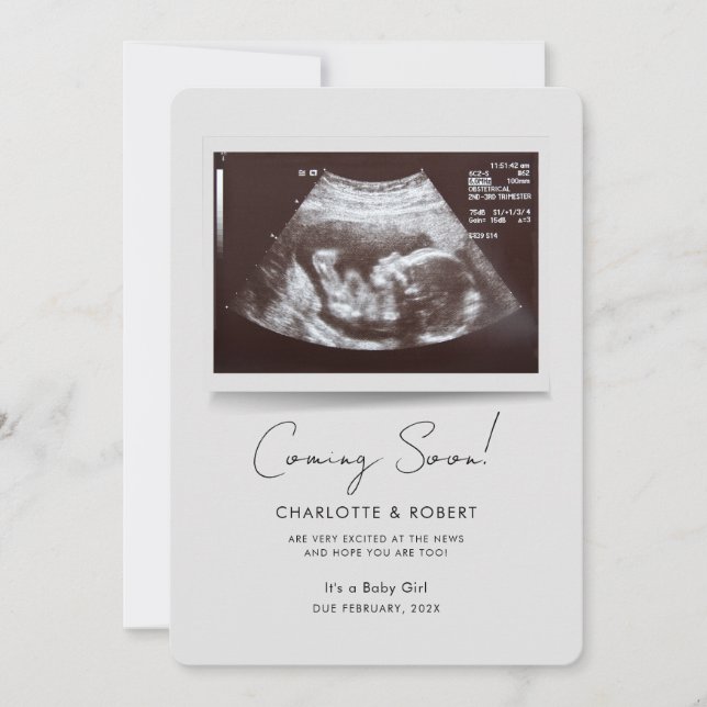 Coming Soon Baby Scan Pregnancy Announcement (Front)