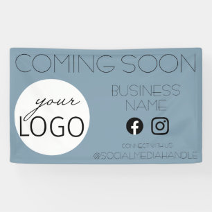Coming Soon Business Logo Social Media Periwinkle Banner
