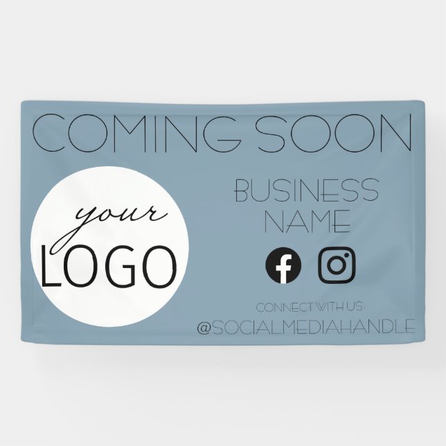 Coming Soon Business Logo Social Media Periwinkle Banner (Horizontal)
