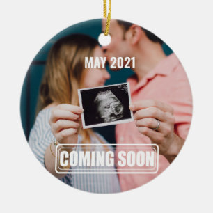 coming soon funny baby/birth announcement pregnant ceramic tree decoration