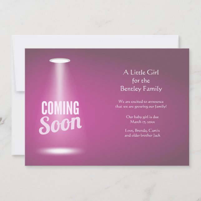 Coming Soon Girl Pregnancy Announcement (Front)