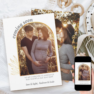 Coming Soon Gold Arch 2 Photo Pregnancy Announcement