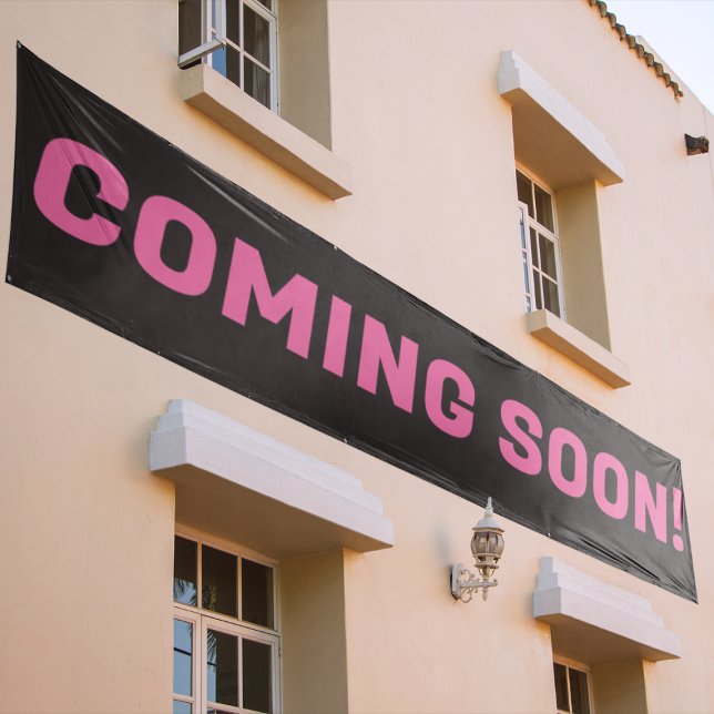 Coming Soon l Black & Pink Promotional Text Banner (Creator Uploaded)