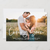 Coming Soon Modern Calligraphy Photo Pregnancy