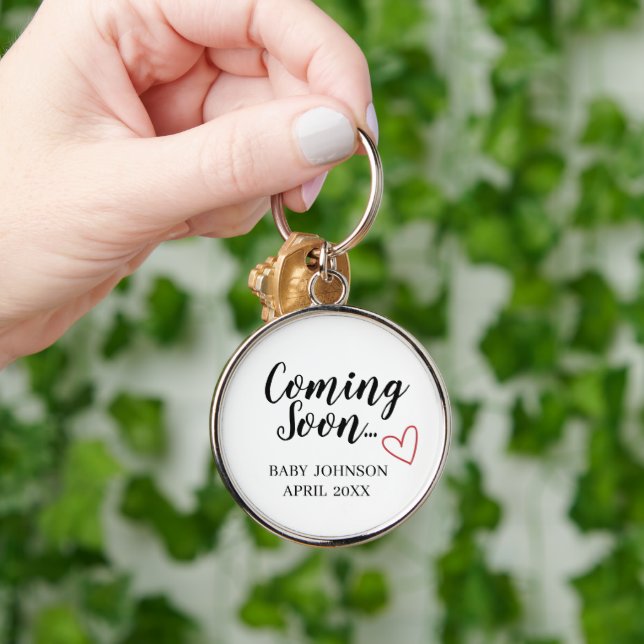 Coming Soon New Baby Announcement Keychain (Hand)
