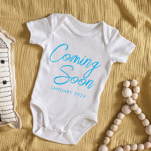 Coming Soon New Baby Boy Blue Announcement Bodysuit