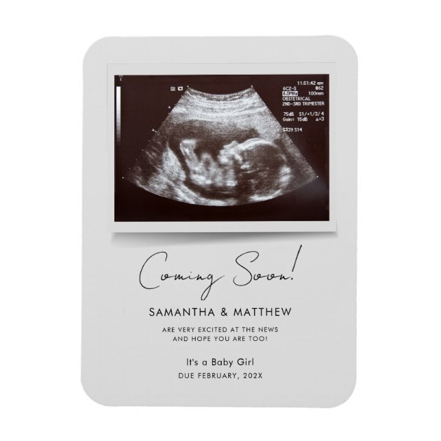 Coming Soon Photo Baby Scan Sonogram Pregnancy Magnet (Vertical)