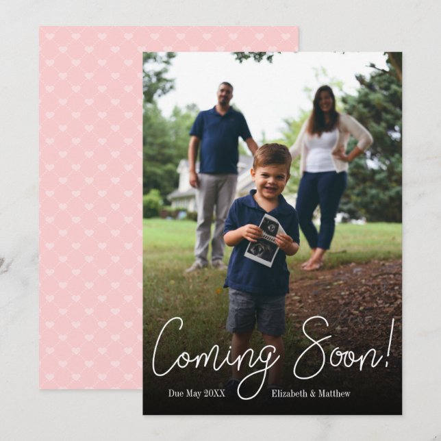 Coming Soon Photo Pregnancy Announcement Card (Front/Back)