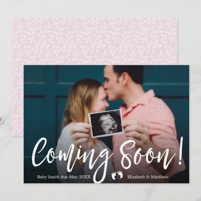 Coming Soon Photo Pregnancy Announcement Card (Front/Back)