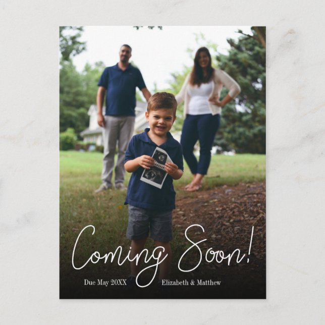 Coming Soon Photo Pregnancy Announcement Postcard (Front)