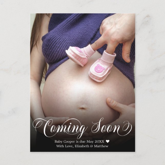 Coming Soon Photo Pregnancy Announcement Postcard (Front)