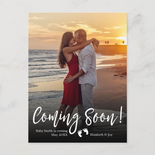 Coming Soon Photo Pregnancy Announcement Postcard (Front)