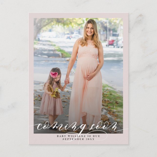 Coming Soon Photo Pregnancy Announcement Postcard (Front)