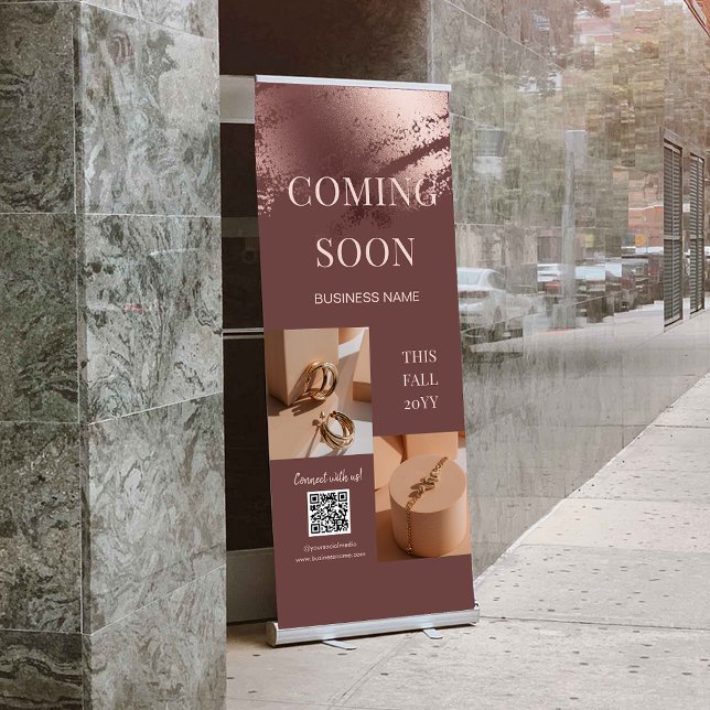 Coming Soon Photos Business QR Code Retractable Banner (Coming Soon Photos Business QR Code Retractable Banner)
