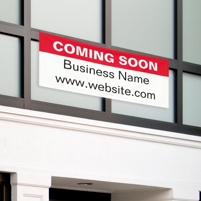 Coming Soon Red Black & White New Business Banner (Outside Building)