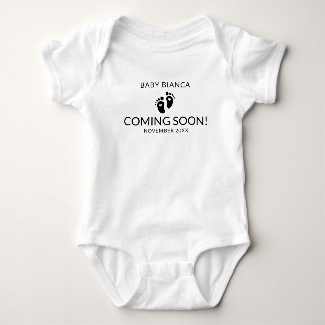 Coming Soon Script Custom Pregnancy Announcement  Baby Bodysuit (Front)