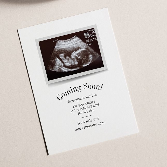 Coming Soon Ultrasound Photo Gender Reveal Card (Creator Uploaded)