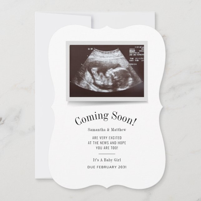 Coming Soon Ultrasound Photo Gender Reveal Invitation (Front)