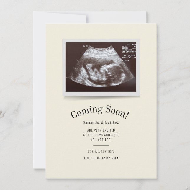Coming Soon Ultrasound Photo Pregnancy Announcement (Front)