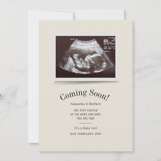 Coming Soon Ultrasound Photo Pregnancy Announcement (Front)