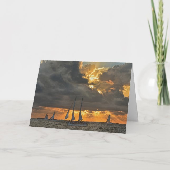Coming Storm at Sunset in Key West, Florida Holiday Card (Front)