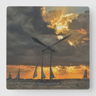 Coming Storm at Sunset in Key West, Florida Square Wall Clock