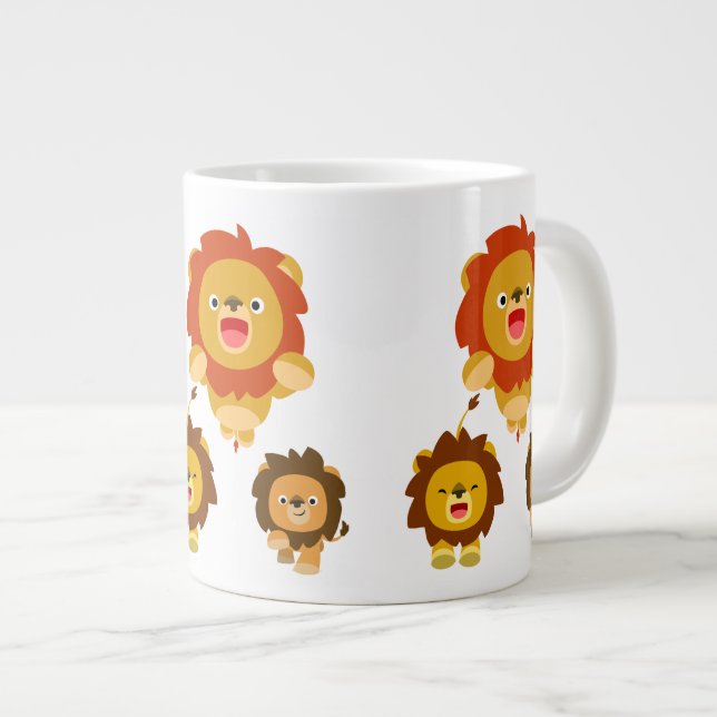 'Coming!!" Three Cute Cartoon Lions Jumbo Mug (Front Right)