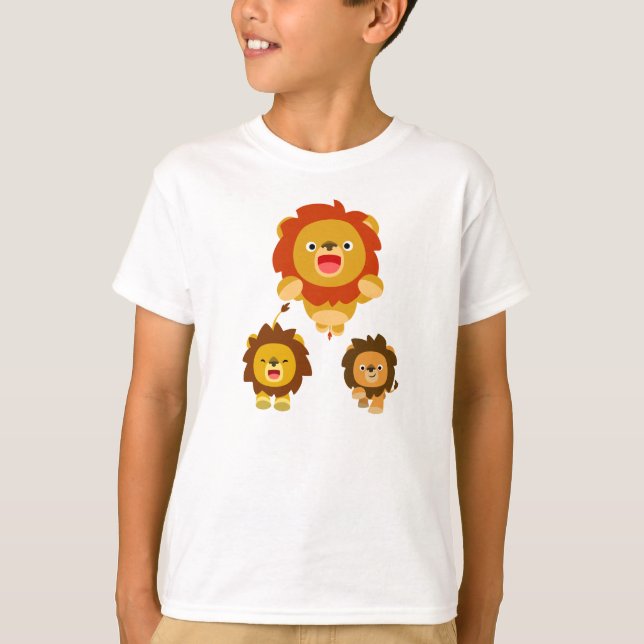 'Coming!!' Three Cute Cartoon Lions Kids T-Shirt (Front)