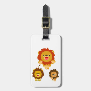 'Coming!!" Three Cute Cartoon Lions Luggage Tag