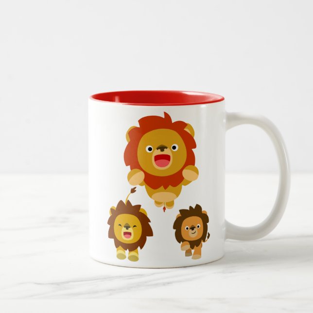'Coming!!" Three Cute Cartoon Lions Mug (Right)