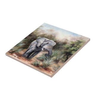 Coming Through Elephant Tile