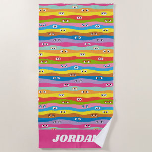 Coming Together Eyes Pattern Add Your Name Beach Towel