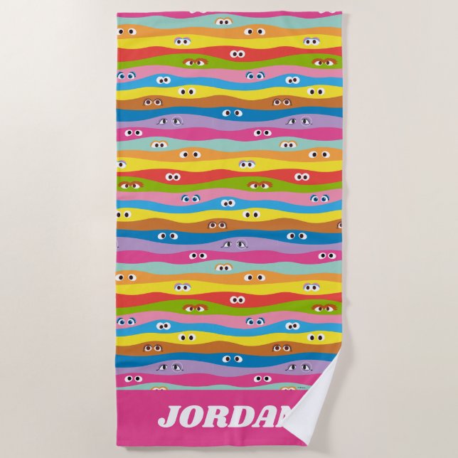 Coming Together Eyes Pattern | Add Your Name Beach Towel (Front)