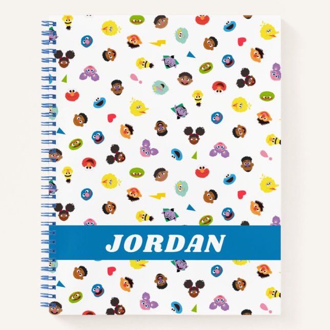 Coming Together Faces Pattern | Add Your Name Notebook (Front)