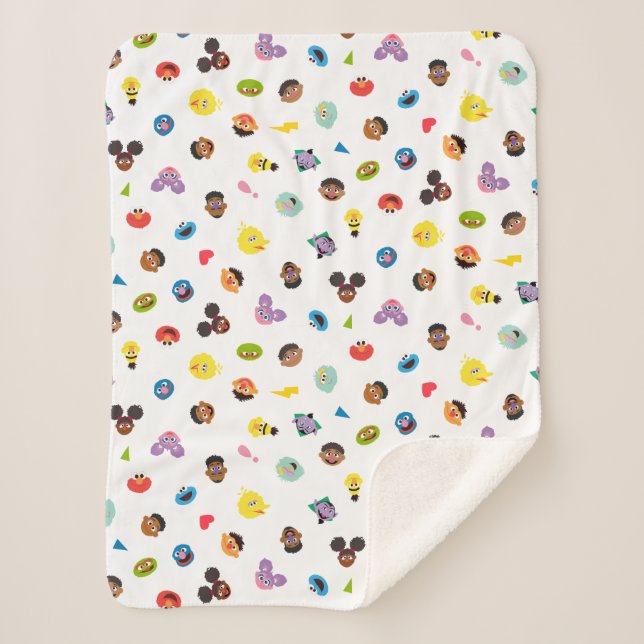 Coming Together Faces Pattern Sherpa Blanket (Front)