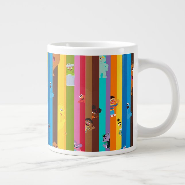 Coming Together Stripe Pattern Large Coffee Mug (Right)