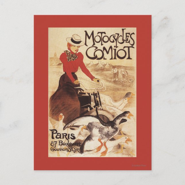 Comiot Motocycles Woman and Geese Promo Poster Postcard (Front)